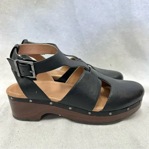 Vionic Faye black leather t strap closed toe clog US Size 9 Euro 41 - Picture 3 of 15